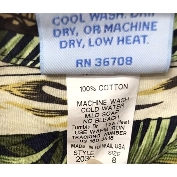 RJC Boys Authentic Hawaiian Button Down Shirt Size 8 Coconut Shell Buttons EUC - Picture 4 of 5
